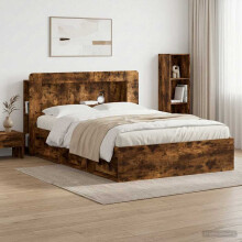 vidaXL Headboard Cabinet with Storage Smoked Oak Engineered Wood