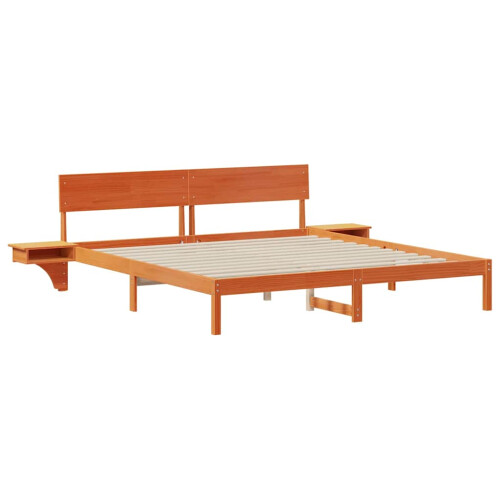 VidaXL vidaXL Bed Frame with Headboard Wax Brown 200 x 200 cm Solid Pine Wood 1