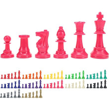 WE Games Color Bright Plastic Staunton Tournament Chess Pieces with 3.75 in. King - Half Chess Set of Chess Pieces Only, Pink