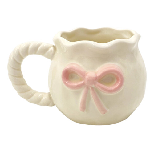 White Porcelain Bow-Shaped Coffee Mug