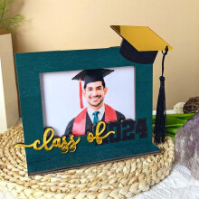 Décoration de bureau Giyblacko pour remise de diplôme, cadre photo en bois avec chapeau de diplômé et gravure de lettre, cadeau de décoration
