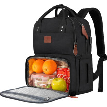 Werkrugzak voor dames, geïsoleerde koelrugzak met lunchbox, rugzak voor 15,6-inch laptops met USB-poort, herbruikbaar.