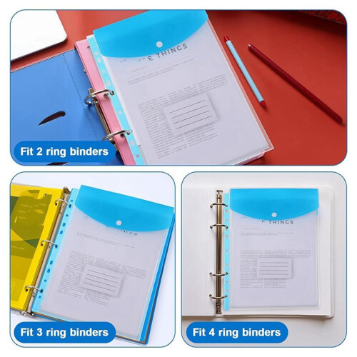 A4 Plastic Wallets, 24 Pack Expandable Document Files with Button for School, Office, Home, Travel