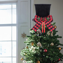 Christmas Tree Topper Red Candy Cane Bow with 6.5ft Ribbon