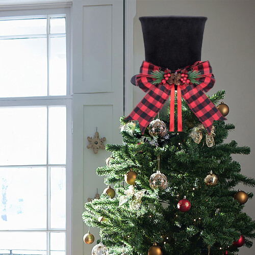 Christmas Tree Topper Red Candy Cane Bow with 6.5ft Ribbon