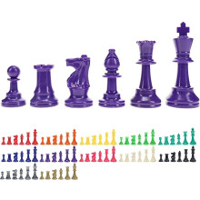 WE Games Color Bright Plastic Staunton Tournament Chess Pieces with 3.75 in. King - Half Chess Set of Chess Pieces Only, Purple