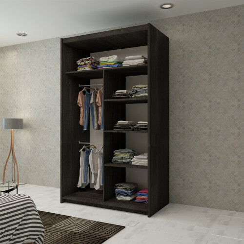MN Furniture (Wenge, 120cm) Double Sliding Doors Mirrored Wardrobes 1