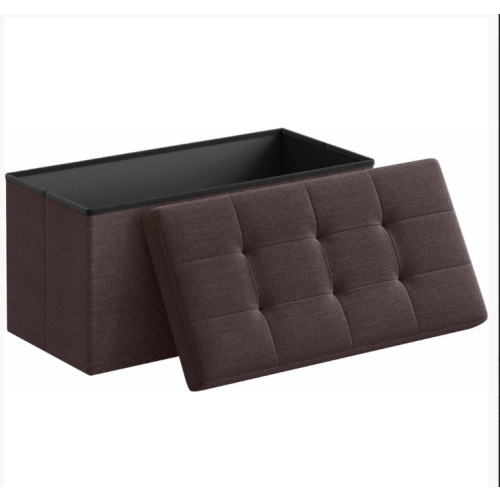 (Brown, Triple(110*38*38cm)) Large Foldable Ottoman Storage Box Foot Stool