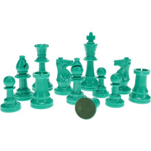 WE Games Color Bright Plastic Staunton Tournament Chess Pieces with 3.75 in. King - Half Chess Set of Chess Pieces Only, Teal Green