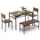 Conjunto de mesa de jantar industrial com banco, 2 cadeiras e prateleiras; marrom rústico 1