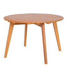 Ronde bijzettafel voor buiten van acaciahout met lattenblad.