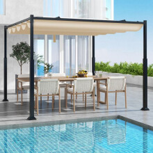 Pérgola externa 3x3 metros, cobertura retrátil, bege