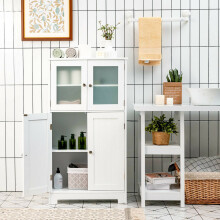 Badezimmerschrank mit Glastüren und verstellbarem Einlegeboden