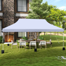 Pop-up partytent van 10x20 meter – in hoogte verstelbaar, inclusief draagtas, wit