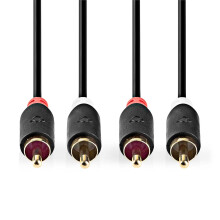 Stereo Audio kabel | 2x RCA Hanstik | 2x RCA Hanstik | Guldplateret | 0.50 m | Runde | Antracit | Box