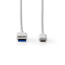 USB-kabel | USB 3.2 Gen 1 | USB-A Han | USB-C Han | 60 W | 5 Gbps | Nikkelplateret | 1.00 m | Runde | PVC | Hvid | Box