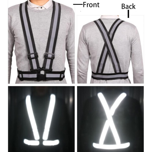 Reflective Safety Vest Adjustable for Outdoor Use 2pcs 2