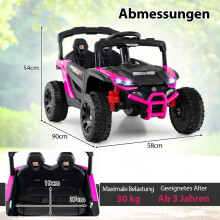 12V elektrische UTV-truck voor kinderen met afstandsbediening, roze