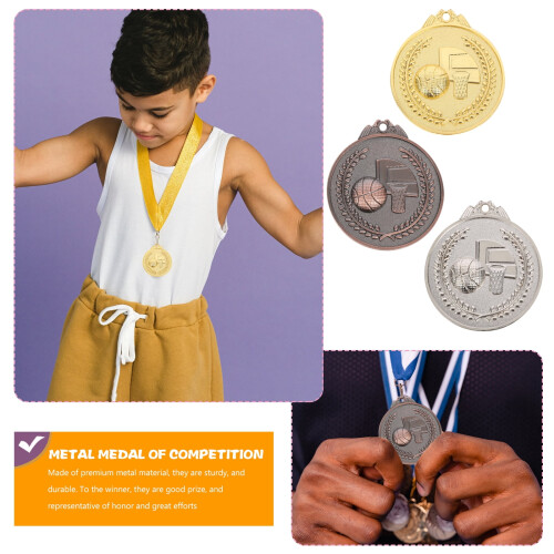 Basketball Competition Award Medals Silver Round 3 pcs 2