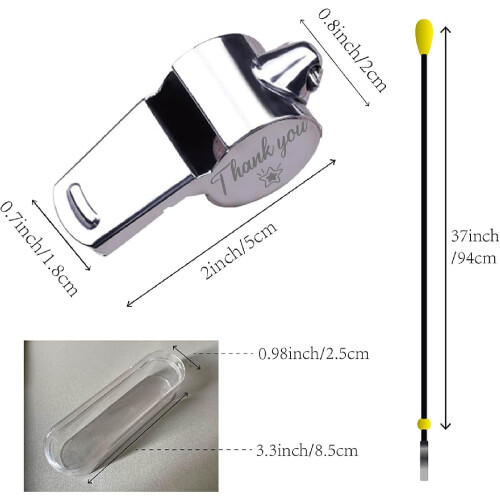Stainless Steel Whistle with Lanyard 2 pcs 1