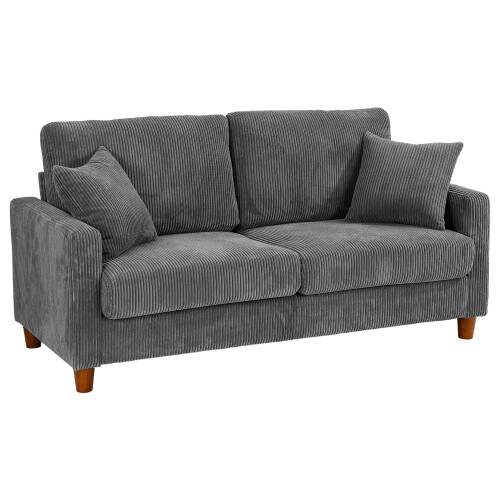 Modern Loveseat 2 Seater Corduroy Sofa 178cm Grey 1
