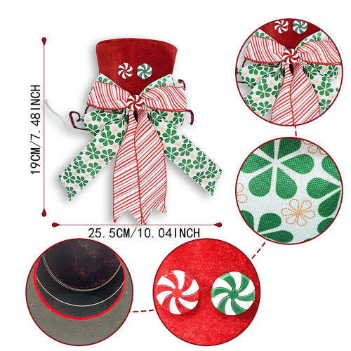 Christmas Tree Topper Red Candy Cane Bow with 6.5ft Ribbon 2