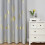 Light Grey Blackout Curtains with Gold Palm Pattern, 2