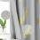 Light Grey Blackout Curtains with Gold Palm Pattern, 3