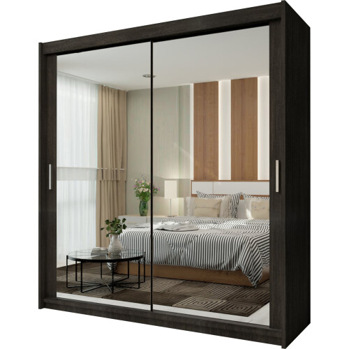 MN Furniture (Wenge, 180cm) Double Sliding Doors Mirrored Wardrobes 1