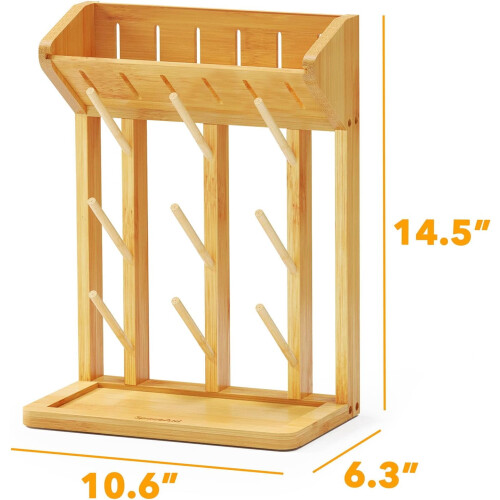 Bambus-Flaschentrockner Natur, 9-Flaschen 1