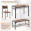 Conjunto de mesa de jantar industrial com banco, 2 cadeiras e prateleiras; marrom rústico 4