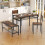 Conjunto de mesa de jantar industrial com banco, 2 cadeiras e prateleiras; marrom rústico 5