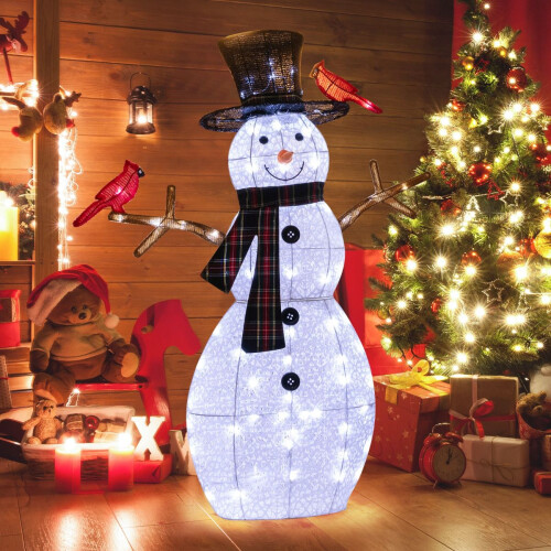 Boneco de neve pré-iluminado para jardim, 127 cm (50 polegadas), 70 LEDs brancos frios 2