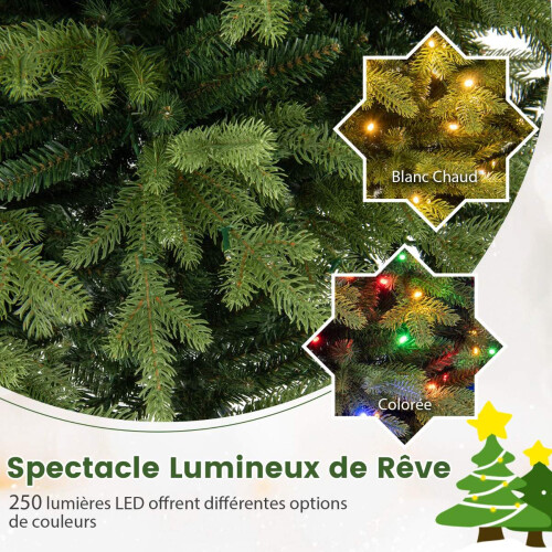 Árvore de Natal artificial pré-iluminada de 150 cm, com 250 LEDs e dobradiças. 2