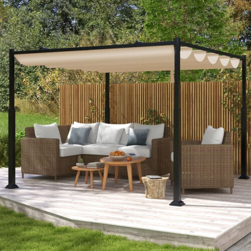 Pérgola externa 3x3 metros, cobertura retrátil, bege 2