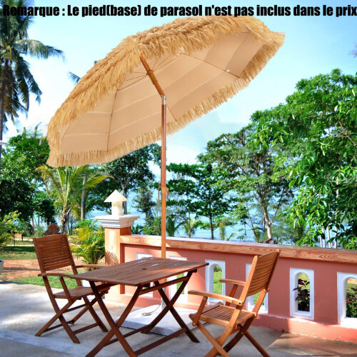 Kantelbare strandparasol 200 cm, rieten dak, zandanker 1