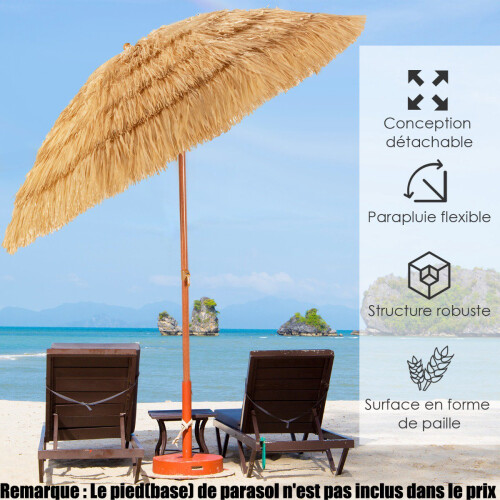 Kantelbare strandparasol 200 cm, rieten dak, zandanker 2