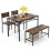 Conjunto de mesa de jantar industrial com banco, 2 cadeiras e prateleiras; marrom rústico 6