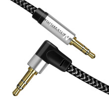 Przewód AUX, 3,5 mm stereofoniczny kabel audio, 30 cm, 90-stopniowy krótki kabel AUX, męski do męskiego, kątowy kabel TRS 3,5 mm