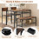 Conjunto de mesa de jantar industrial com banco, 2 cadeiras e prateleiras; marrom rústico 7