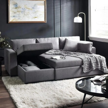 Angel Sofabed With Storage Light Grey Linen Fabric
