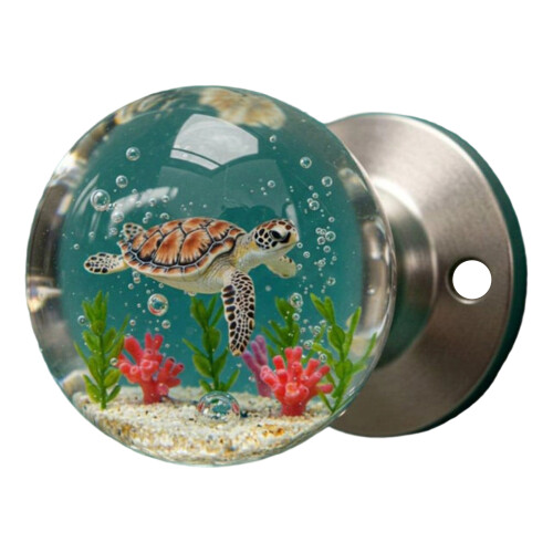 Clear Flower Door Handle Artistics Crystals Decoration-Turtle