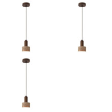3X Yellow Travertine LED Pendant Light 3 Color Dimming 110-240V Japanese Wabi Sabi Style Ideal for Bedside, Restaurant
