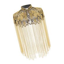 Elegant Fringed Capes Wrap Shoulder Cover Ideal For-Black gold