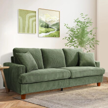Modern Loveseat 3 Seater Corduroy Sofa 220cm Green