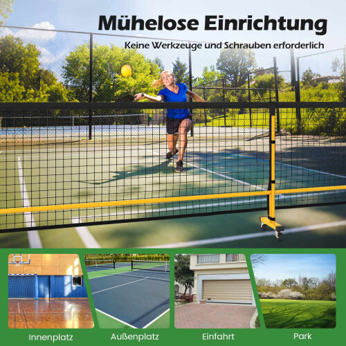 Draagbaar pickleballnet op wielen, 6,7 m, metalen frame 2