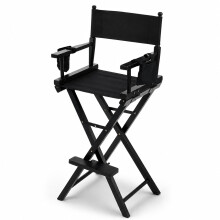 Oypla Professional Black Wooden Folding Director Makeup Chair with 2 Storage Pouches