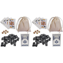 WE Games Double 6 Dominoes Combo Set - 12-in-1 Travel Games for Families and Adults - Dice & Poker Games (Pack of 2)