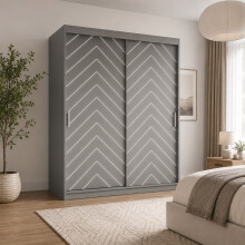 (120CM,Grey) FH DERBY Modern Sliding Door Wardrobe