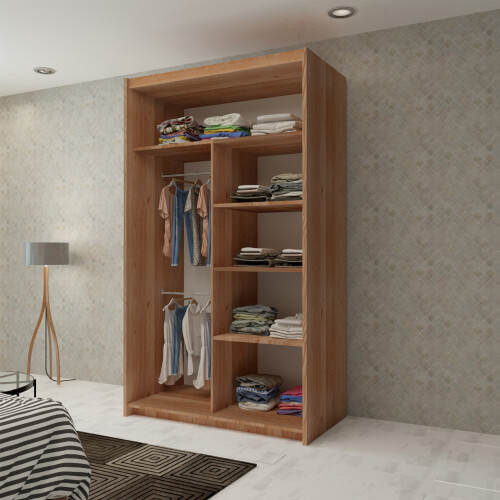 MN Furniture (Walnut, 120cm) Double Sliding Doors Mirrored Wardrobes 1